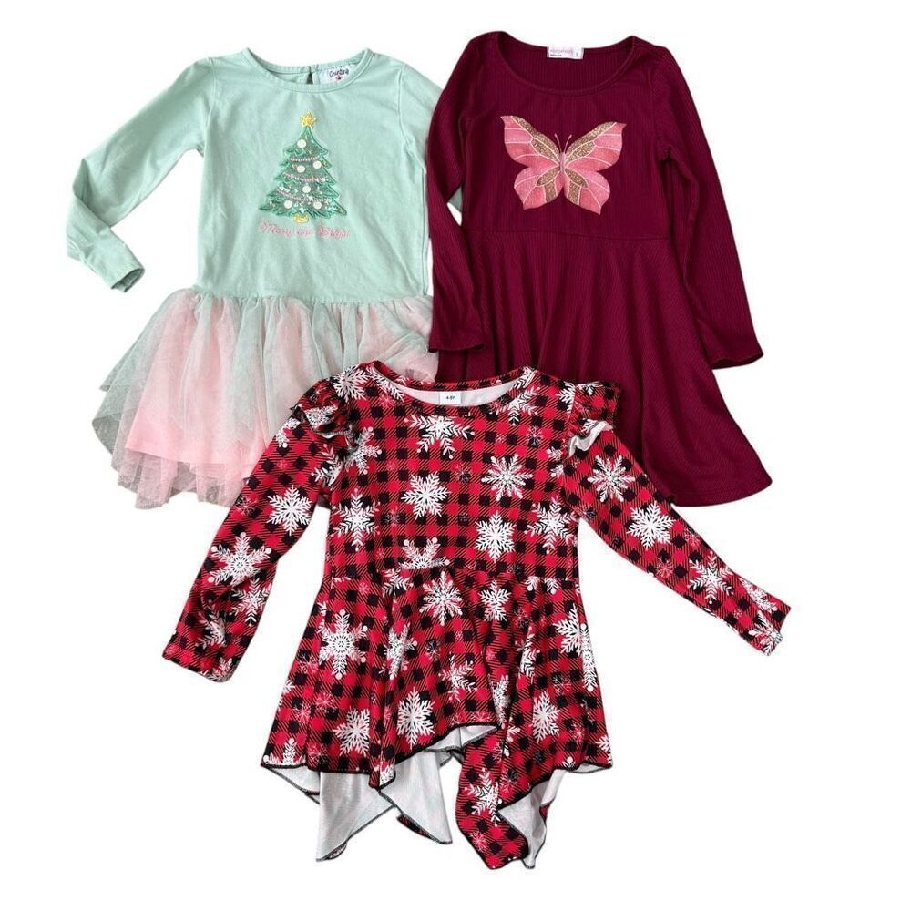 Set of 3 girls Christmas dresses size 4/5